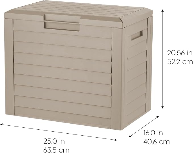 IRIS USA 35 Gallon Outdoor Deck Box, Lockable, Weather-Resistant, Beige | UV-Protected, Waterproof Resin, Patio Storage for Cushions, Garden Tools & Packages