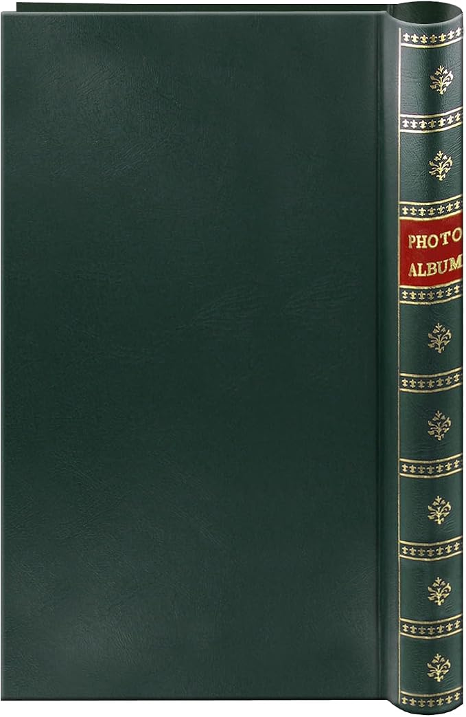 Spiral Bound Photo Album 300 Bi-Directional Memo Pockets Hold 4x6 Photos, Hunter Green