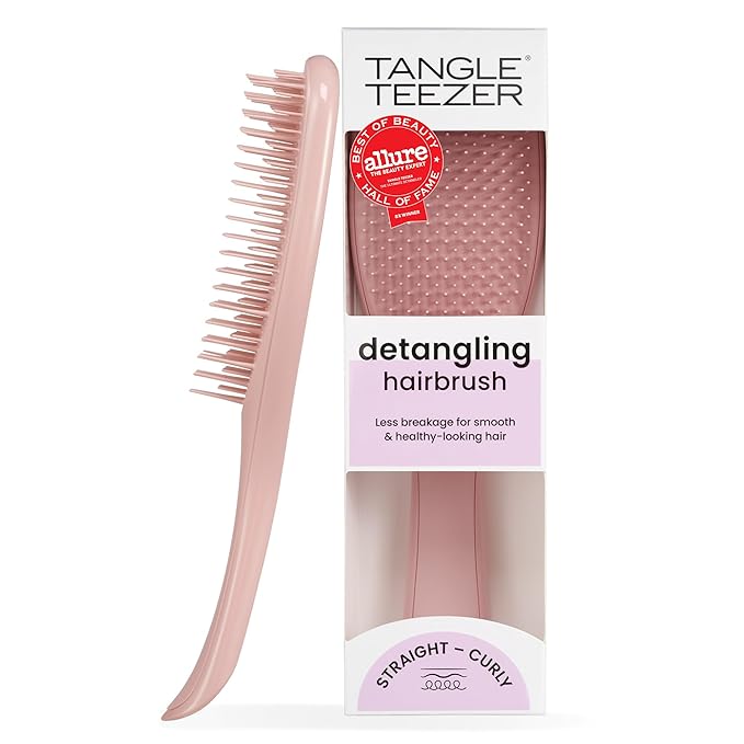 Tangle Teezer Ultimate Detangler Brush, Straight to Wavy, Summer Rose | Patented two-tier, regular-flex teeth reduce breakage & split ends on wet or dry hair; Shower-friendly hairbrush for all ages