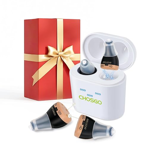 OTC Rechargeable Hearing Aids for Seniors, 12-Channel Digital Hearing Amplifiers with Noise Cancellation, Invisible CIC Design with Anti-Misoperation Volume Control, Bring Clear Sound & Warmth To Father’s Day, Black