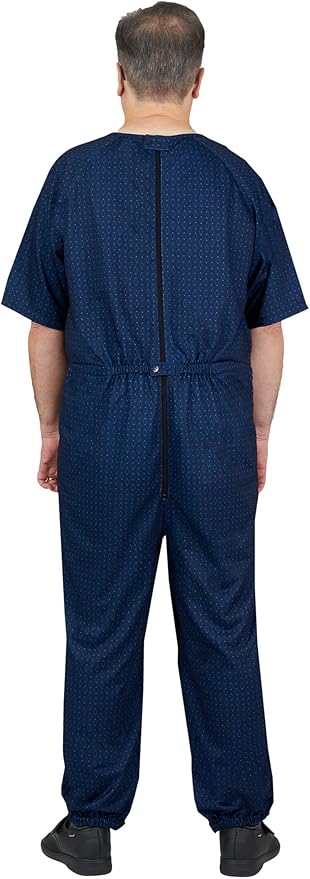 Ovidis Dementia Clothes - Alzheimers Anti-Strip Jumpsuit with Back-Zipper for Elderly Men - Bobby