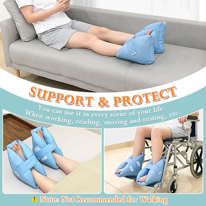 Heel Protectors Cushion Pain Relief Foot Pillow for Pressure Sores Foot Support Boot Surgery Recovery Supplies for Elderly Bedridden Pressure Ulcer Cushions Ankle Pillow for Bed, Wheelchair (1 Pair)