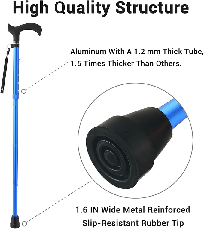 Walking Cane - Collapsible Adjustable Folding Canes for Men & Women, Walking Stick with for Seniors & Adults