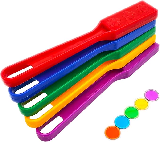 JUNWRROW Magnetic Bingo Wand with Chips,5-Pack& 500 Metal Chip, 5 Color Metal Chips-for Large Group Games,Family Game Night, Sensory Bins,Counting and Sorting,Science& Educational Activities