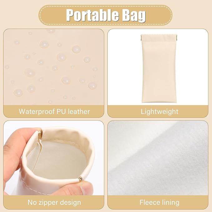 Sightor Sunglass Case, 2 Pcs Soft Eyeglass Cases for Women Portable Squeeze Top Leather Glasses Pouch