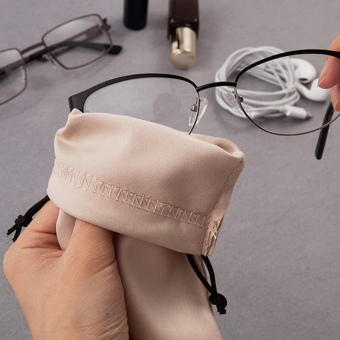 TRIUMPH VISION Glasses Case Soft Eyeglass Case Sunglass Pouch Cloth 3 Pack | Thick Microfiber Pouch Drawstring Pouch Eye Glass Bag Sunglasses Sleeve Storage, Lens Protection Cover,Cleaning Lens Screen