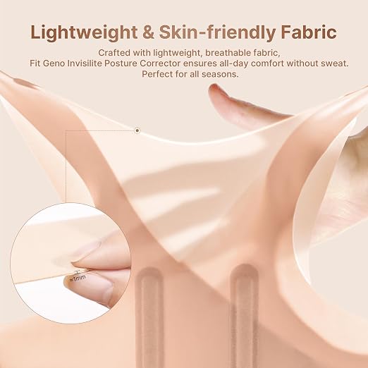 Fit Geno Invisilite Posture Corrector for Women, Adjustable Back Brace for Hunchback Slouching, Upper Back Neck Shoulder Pain Relief, Lightweight Discreet Under Clothes, XX-Large