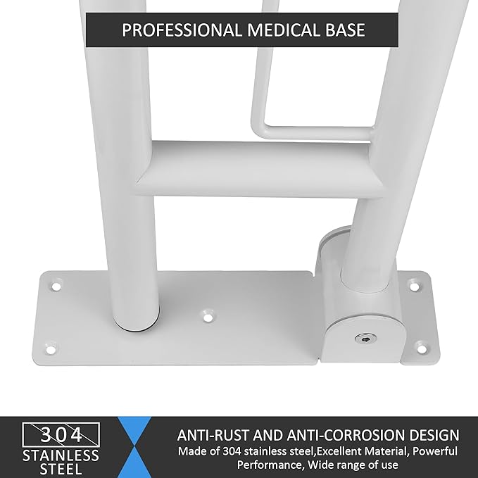 Handicap Grab Bar, 23.6 Inch Stainless Steel Toilet Safety Rails, White Disabled Flip-Up Bathroom Grab Bars with Paper Holder, Anti-Slip Toilet Handrails Hand Grips Grab Bars for Elderly