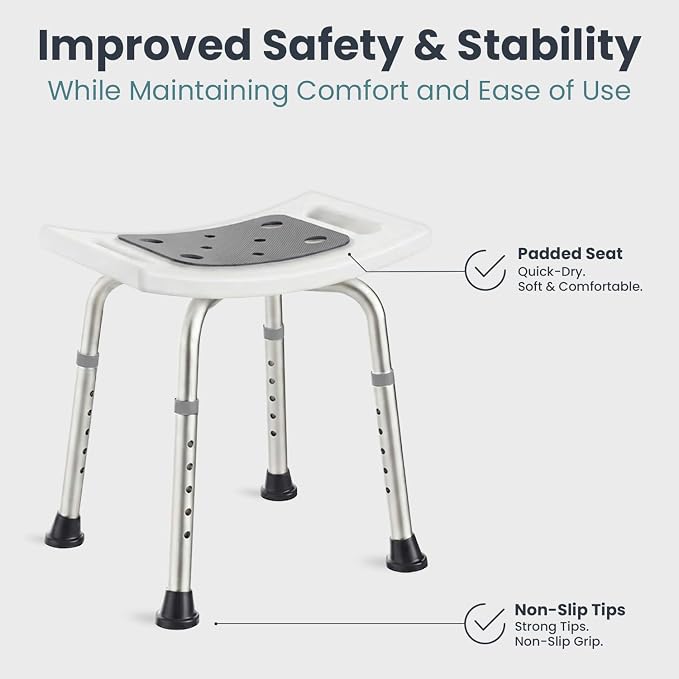PELEGON Shower Chair for Inside Shower (300 lb) - Adjustable Height Shower Stool - Shower Seats for Adults, Bath Stools for Shower to Sit, Shower Chair, Shower Stools for Adults Sitting - Grey