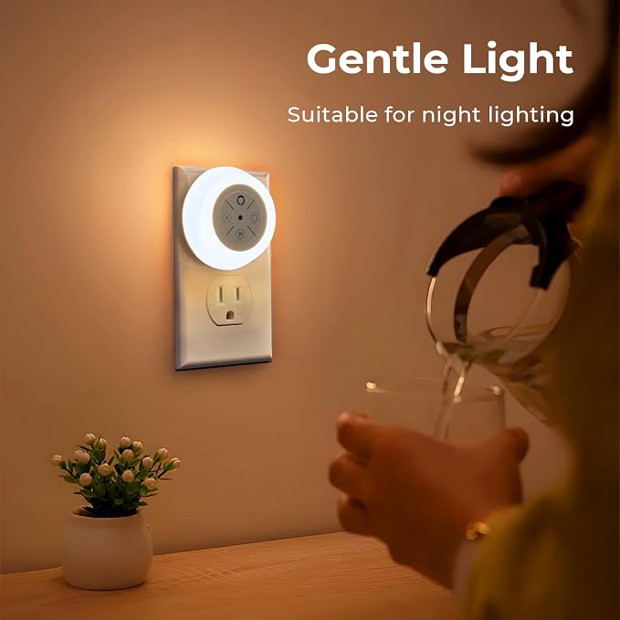 Dawnrise Night Lights Plug Into Wall with 12-Color Changing, 4 Pack | Dusk to Dawn Sensor Led Plug in Night Light Dimmable for Bedroom, Stairs, Kitchen, Hallway, Utility Room, Kids Room