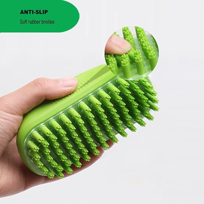 Rubber Curry Brush for Short Haired Dogs, Gentle Curry Comb with Removable Screen, Use Wet as Bath Scrubber or Dry for Grooming Loose Hair