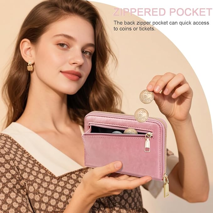 Passport Holder for Travel Personalized Wallet with Wristlet Women | All-in-One Passport Cover, RFID Blocking, Back Coin Pocket, Paper Money Slot, Zipper Closure, Roses Initial Letter, Pink S