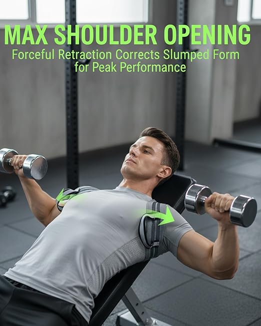 Pro-Gym Back Posture Corrector for Men to Open Shoulders | 8cm Ultra-Wide No-Digging Shoulder Straps, Power-Strap for Easy Solo Wear, Breathable for Workout & Peak Form