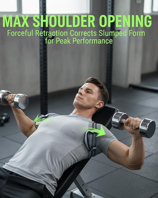 Pro-Gym Back Posture Corrector for Men to Open Shoulders | 8cm Ultra-Wide No-Digging Shoulder Straps, Power-Strap for Easy Solo Wear, Breathable for Workout & Peak Form