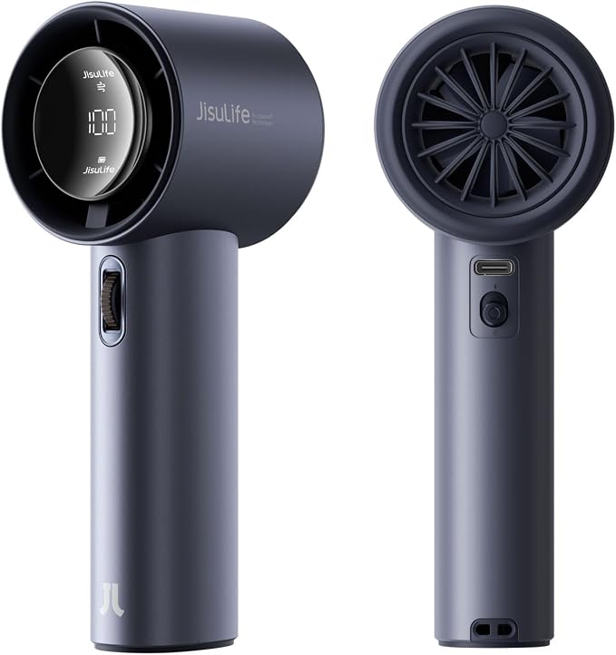 JISULIFE Handheld Fan Pro1S - Next-Gen Airflow: Up to 12H Runtime | Pearlescent ABS-Elegant Strength,1-100 Speed Scroll Wheel, 3600mAh-Portable Fan for Travel, Gifts for Women Men(Stellar Blue)