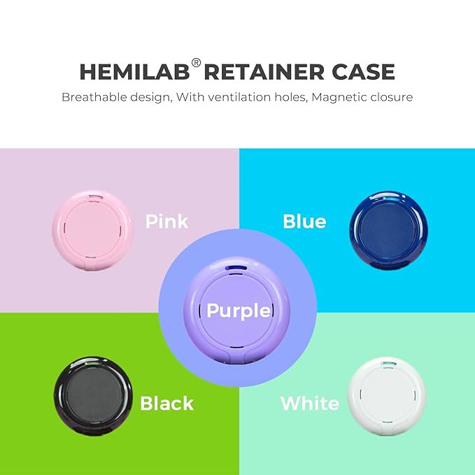 HEMILAB® Retainer Case, Slim Aligner Case with Mirror, Compatible with Invisalign, Cute Retainer Orthodontic Box with Vent Holes, Blue