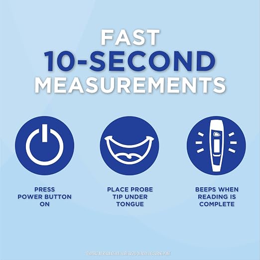 HealthWise 10-Second Flexible Tip Digital Thermometer | Oral, Rectal & Underarm Use, Fever Indicator, Water-Resistant Storage Case & Probe Covers Included