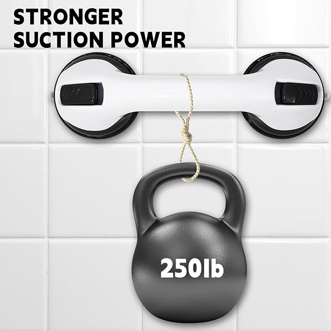 2-Pack Grab Bars for Bathtubs and Showers, 12 inch Shower Handle Suction Shower Bar, Safety Bars for Shower Chair, Bathroom Grab Bar for Senior，No Drilling Removable (Green, 12 inch)