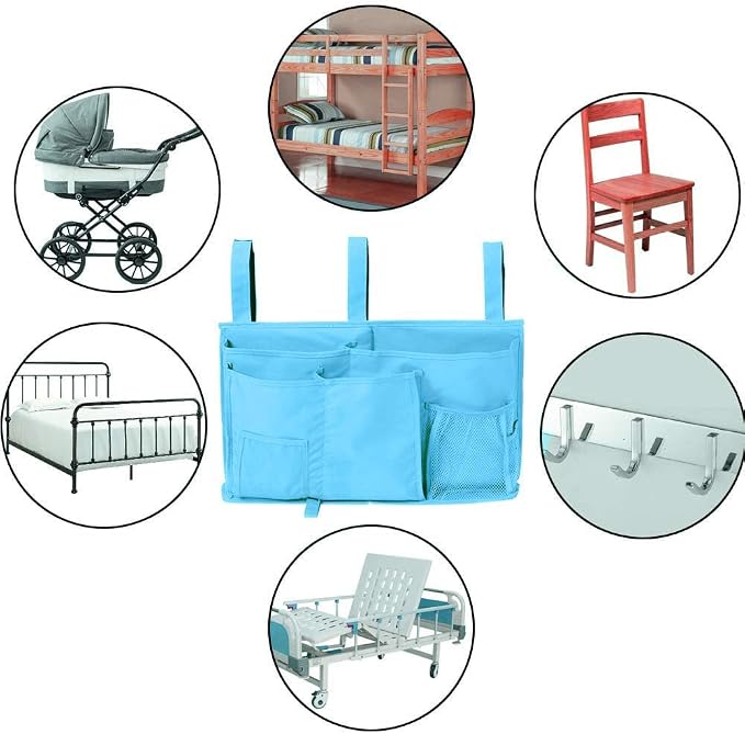 Sugaroom Bedside Storage Caddy, Bunk Bed Organizer Bed Storage Pocket Bedside Organizer Hanging Bed Storage Caddy for College Dorm Room, Hospital Bed Rails, Baby Bed, Camp