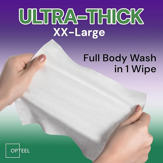Thick & Large Body Wipes for Adults Bathing No Rinse – Shower Wipe, Ideal for Men, Women & Elderly – Soft & Gentle, Travel Wipes Perfect Alternative to Shower – 16 Packs (160ct)