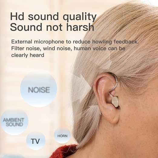 Severe Hearing Loss Hearing Amplifier,Portable Noise Cancelling Hearing Aids for Seniors Rechargeable,Physical Adjustment Buttons,Up to 30 Hours