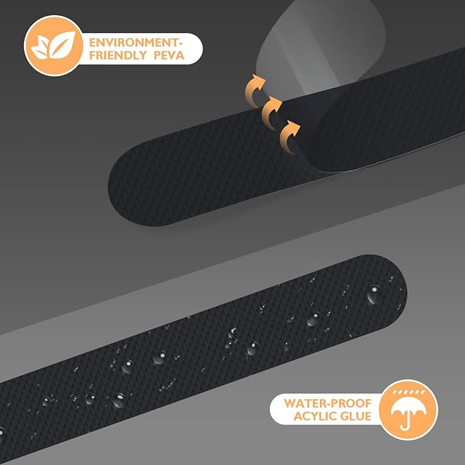 Non Slip Bathtub Stickers, 24 PCS Shower Stickers for Safety Bathroom Tubs, Bathtub Non Slip Stickers and Adhesive Decals Scraper for Bath Tub, Shower Floor, Stairs, Ladders(Black)
