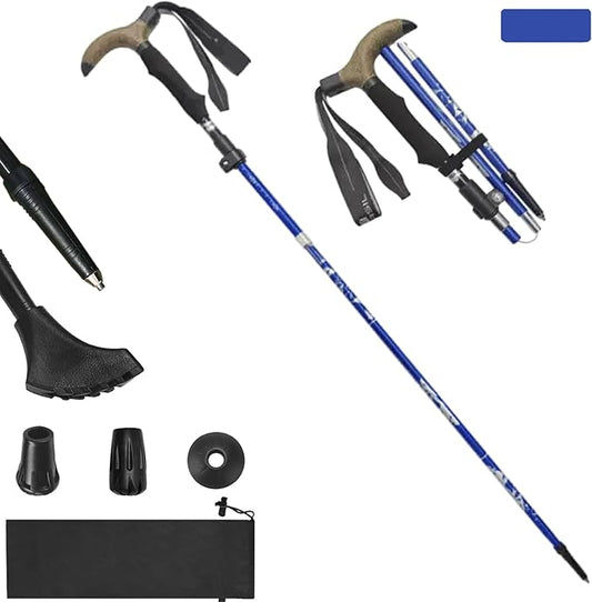 Walking Cane-Foldable, Adjustable,Collapsible Walking Canes for Men&Women,Heavy Duty All Terrain Tip,with Travel Bag-Walking Sticks for Seniors&Adults[Black] Trekking Poles Hiking Walking Stick