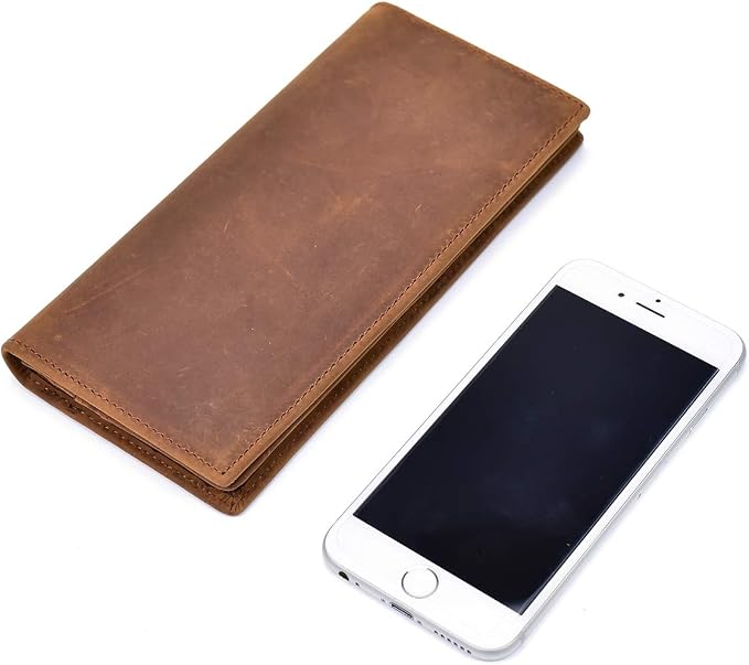 Genuine Leather Long Wallet for Men, Large Capacity Purse Clutch Bag Handbag Checkbook Cash Credit Cards Phone Holder | Large Capacity