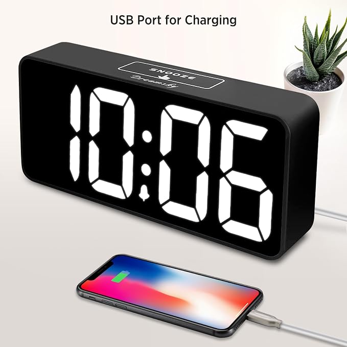 DreamSky Large Digital Alarm Clock Big Number for Seniors/Visually Impaired | 9 Inches Electric Clocks for Bedroom, Jumbo Display Fully Dimmable Brightness, USB Ports, Adjustable Alarm Volume