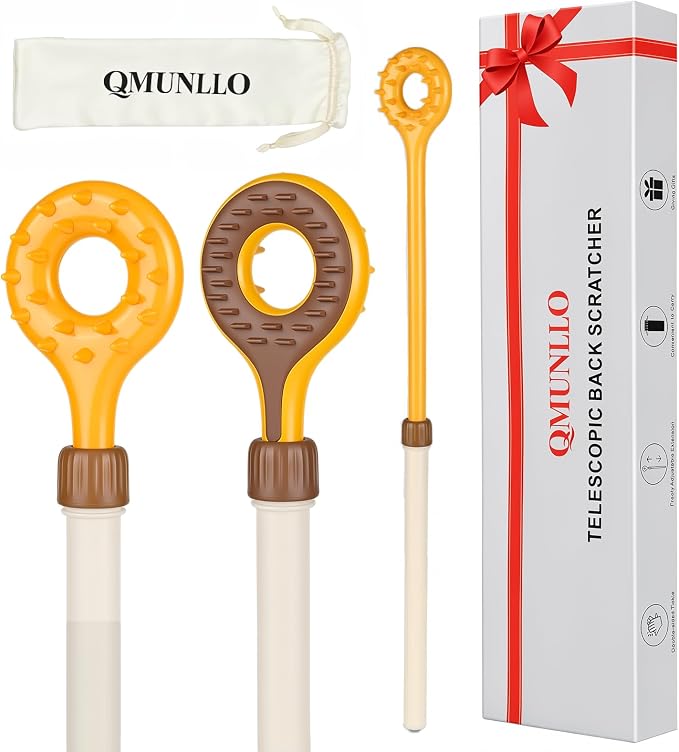 QMUNLLO Double Sided Extendable Back Scratcher with Beaded Handle(Yellow) | Relieve any itch instantly on your own with this extendable back scratcher. Comes in beautiful packaging