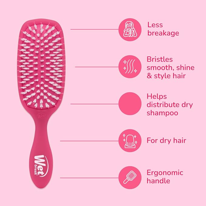 Wet Brush Smooth Styler Hair Brush, Pink Frost, Exclusive Ultra-soft IntelliFlex Bristles, Synthetic Boar Bristles, Shiny And Smooth, For All Hair Types, For Women, Men, Wet And Dry (Pack of 2)