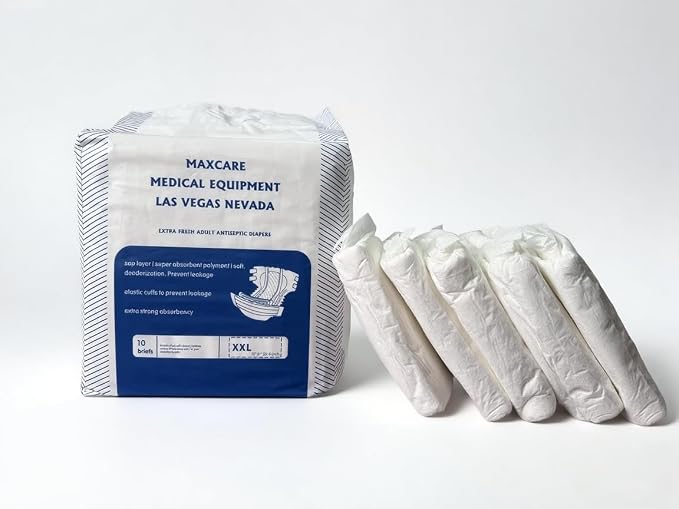 Home By Jackie Adult Diapers with Tabs - Unisex Disposable Incontinence Briefs for Women & Men, Heavy Absorbency Overnight Briefs, Elderly Incontinence Product, 10 Count Side: M (Medium)
