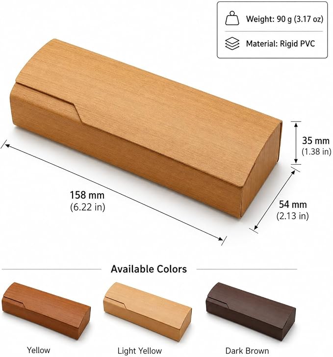 3 Pack Glasses Case Hard Shell, Wood Grain Cases with Cleaning Cloths | Flocked-Lining Eyeglass Cases for Standard Eyeglasses, Reading Glasses and Small to Medium Sunglasses, Men Women