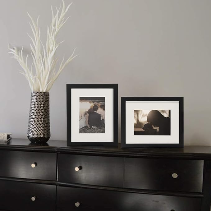 6x8 inch Picture Frame Made of 100% Solid Wood and High Definition PlexiGlass Display Pictures for Table Top Display and Wall Mounting Photo Frame Black
