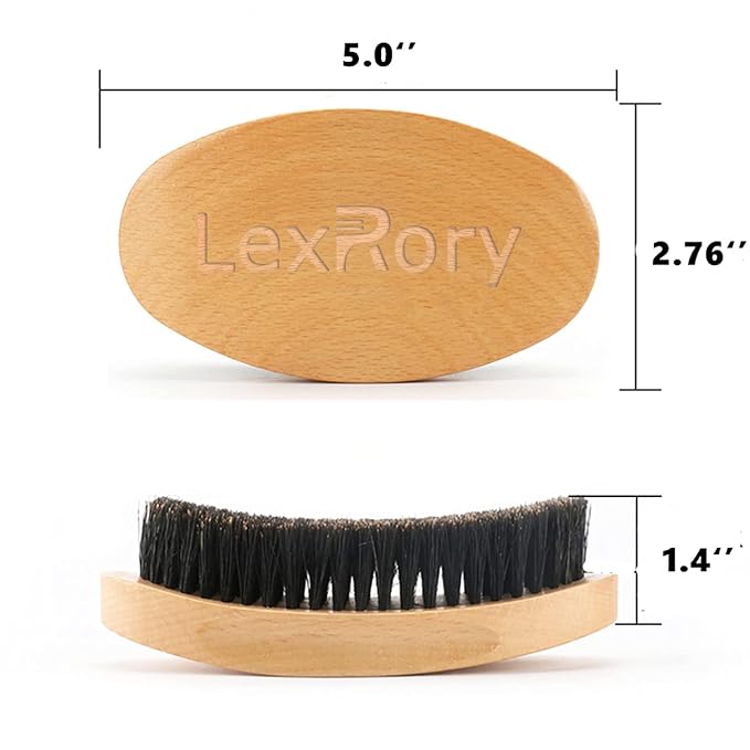 Hair Brush - Medium Hard 360 Wave Brush for Men - Beech Wood Handle, Boar Bristle, Wavy Hair, Hair Styling Brush for Black Hair, Beard Brushes (Yellow, 5x2.76x1.40 inches, 100g) | Beech Mix Nature Boar Bristle Brush For Black Men's Hair & Beard Brushes...