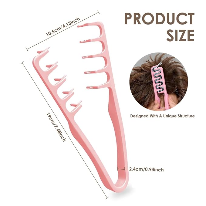 Texture Comb Wide-Tooth Hair Styling Comb for Root Lift,Pink | Wide-Tooth Styling Comb Helps Create Natural Root Lift,Fluffy Volume,Textured Hairstyles for Daily Styling,Bangs,Flat Hair
