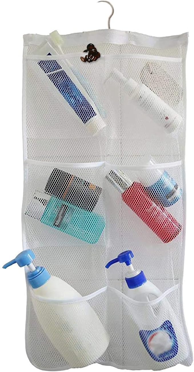 Quick Dry Fabric Bath Mesh Pockets Shower Organizer with 6-Pocket