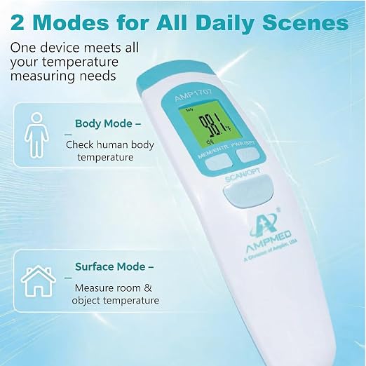 Non-Contact Medical Grade Forehead Thermometer, White | For Adults, Kids, Baby, Touchless Infrared, 1-Sec Reading, Fever Alarm