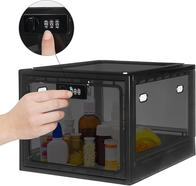 Lalifebuss Medicine Lock Box, Medication Lockable Container for Refrigerator Food Safe Locking Box Tablet Phone Locked Box for Kitchen Home School and Office Safety