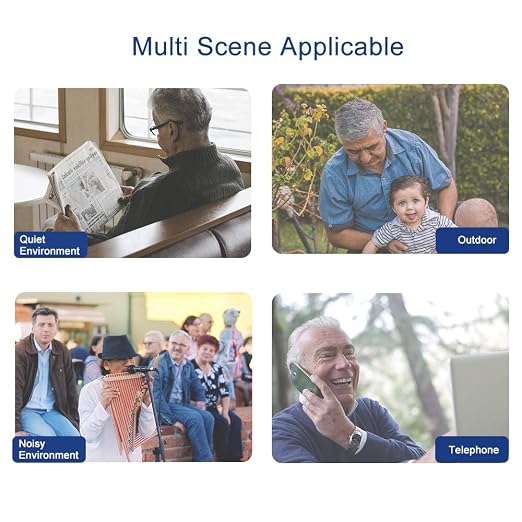 Hearing Aids, Hearing Amplifier Ear Amplifier for Adults Noise Cancellation | CIC Hearing Aid Sound Enhancer for Seniors (Blue, Left)