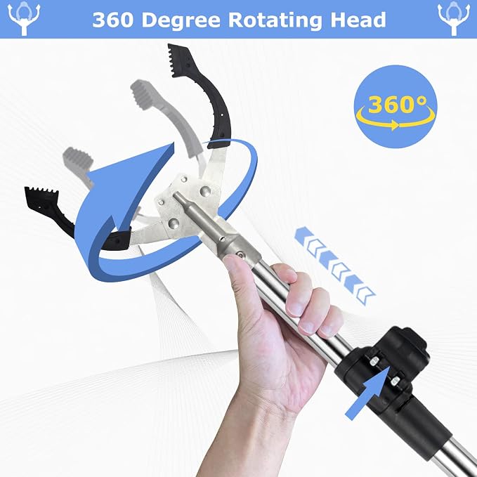 Grabber Reacher Tool Heavy Duty,52.5in Reacher Grabber Pickup Tool Extra Long No Need Bend Trash Picker Upper Grabber Stainless Steels Tube with Sponge Handle for Seaside Garden and Yard