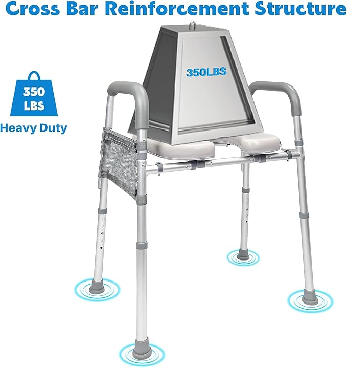 Raised Toilet Seat with Handles, Toilet Seat Risers for Seniors Width and Height Adjustable Raised Toilet Seat with Handles for Elderly