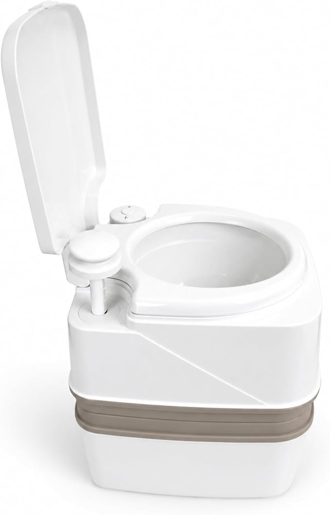 SEAFLO Premium Camping Portable Toilet - 5.8 Gallon Waste 3.43 Gall Fresh Tank (100 Flushes), 440 lbs Max Weight, Level Indicator, Sealed Waste Tank for RV, Boat, Elderly, Off-Grid, 4-Year Warranty