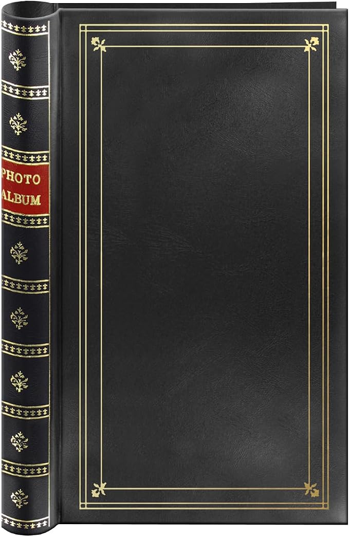 Spiral Bound Photo Album 300 Bi-Directional Memo Pockets Hold 4x6 Photos, Black