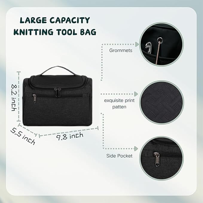Yarniss Crochet Kits with Yarn,1120 Yards Soft Crochet Skeins, 12 Size Ergonomic Crochet Hooks with Portable Crochet Bag,Black