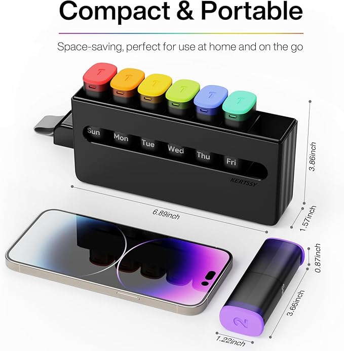 Weekly Pill Organizer 2 Times a Day - Am Pm Pill Box 7 Day, Large Twice Medicine Pill Case for Daily Medication, Vitamins, Fish Oils, Supplements Portable Week Pill Holder Container, Translucent Black
