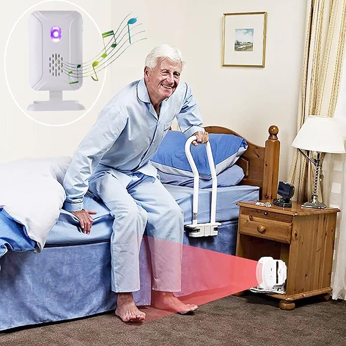 Upgraded Bed Sensor Alarm and Fall Prevention for Elderly Adults, Wireless Motion Detector for Seniors Caregiver Motion Sensor Alarm Indoor for Dementia