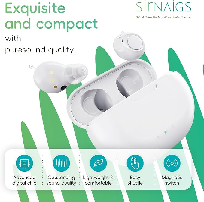 OTC Hearing Aids for Seniors Rechargeable - Portable Power for Days, Noise Reduction & Comfort Fit with Magnetic Case for Clear Conversations