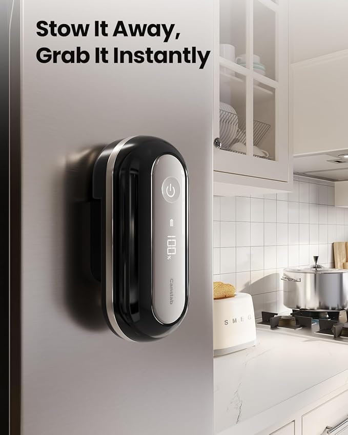 Canslab Retro Rechargeable Electric Can Opener, LED Battery Track&Auto Stop | True One-Touch Operation, Wall-Mountable Small Size, Side Cut Smooth Edge, Rechargeable, for Seniors with Arthritis, Black