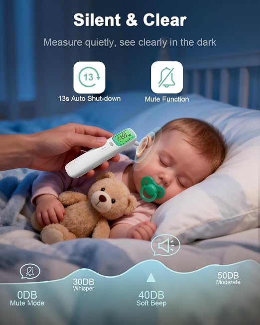 Ear Thermometer for Kids and Adults - Baby Thermometer FSA-HSA Eligible, Digital Infrared Thermometers 1S Reading, Accurate Forehead Termometro with Fever Alarm, 40 Memories (Green 1 Pack)
